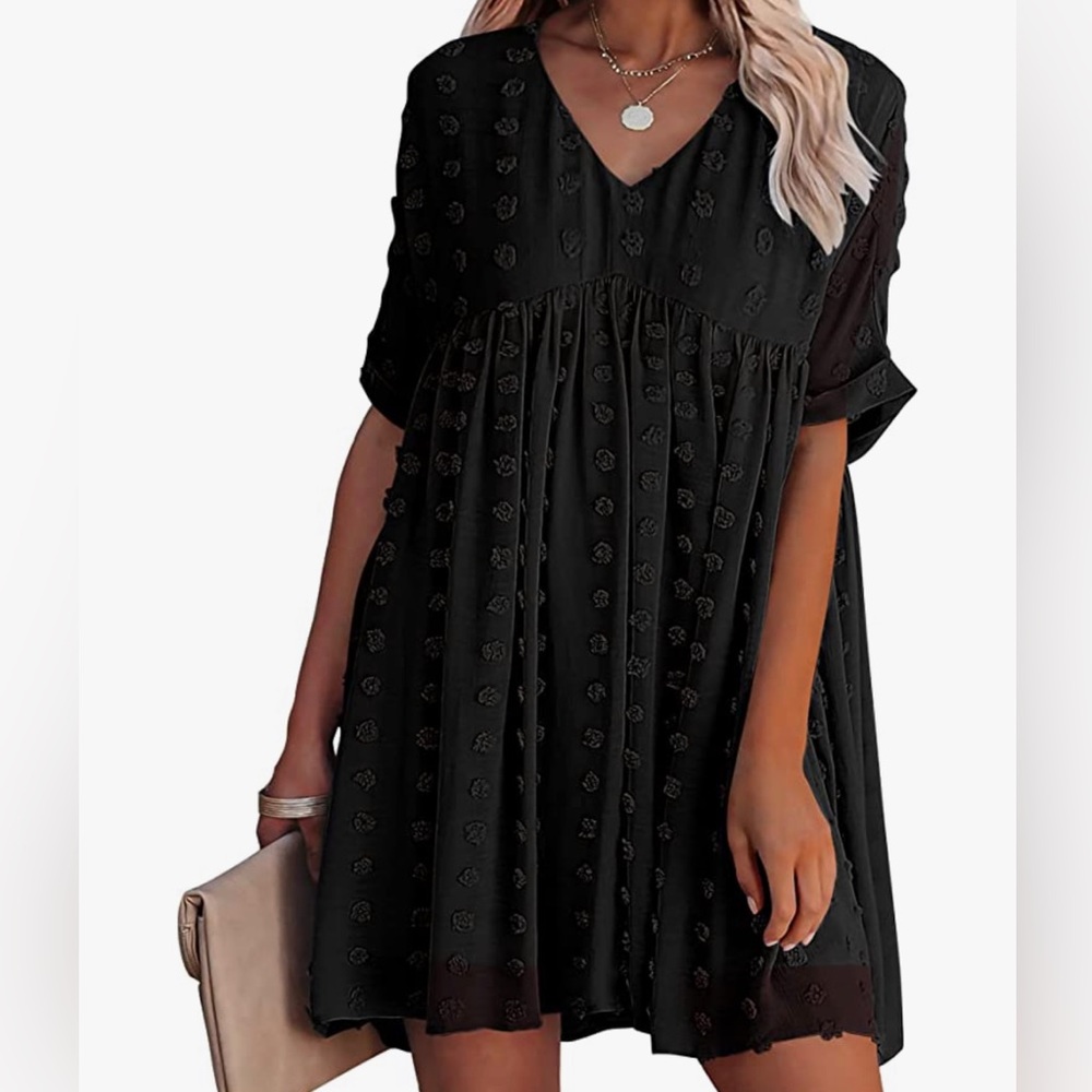 Women’s Summer Mini Black Dot Dress